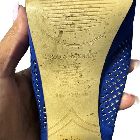 Enzo Angiolini Eascarla Peep toe blue suede stiletto heel, Size 10 - Picture 5 of 5